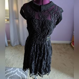 Hello Kitty Pattern Black Dress L